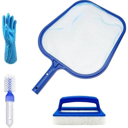 Swimming Pool Cleaning Kit Hand-Held Brush Non-Woven Cloth Brush Leaf Skimmer Net Cleaning Gloves Pool Accessories