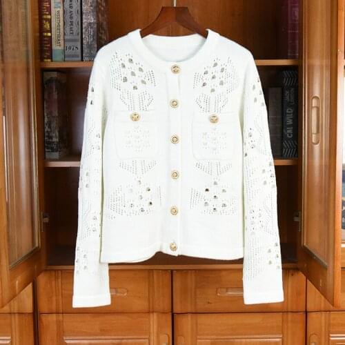 Newest Fashion Sweater Cardigans 2021 Autumn Winter Casual Clothing Women Crochet Knitting Golden Button Cardigan Coats Outwear