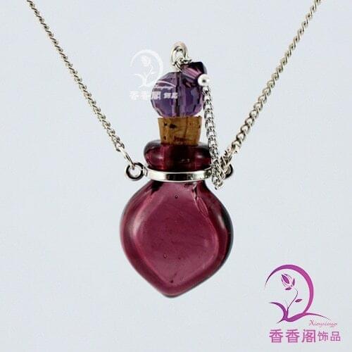 1PC Murano Glass Perfume Necklace Small Heart ,essential oil bottle pendants, perfume bottle Perfume Bottle Necklace