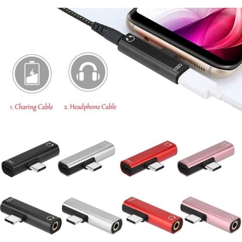 2 In 1 Type C To 3.5mm Jack Earphone Charging Converter USB Type-C Audio Adapter for Xiaomi 6 for Huawei P10 Mate 20 Type C