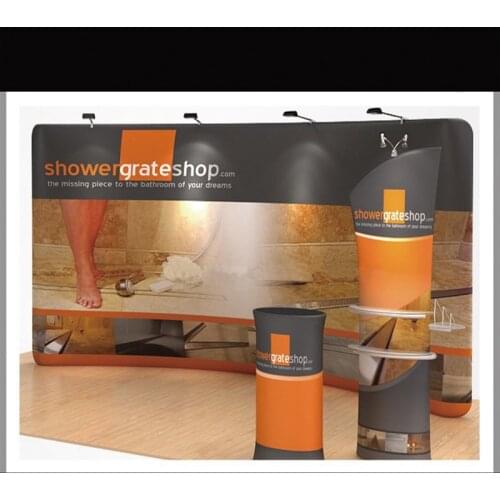 Portable 20ft curved fabric tradeshow displays mount pop up stand banners booth exhibits trade show display backdrop wall