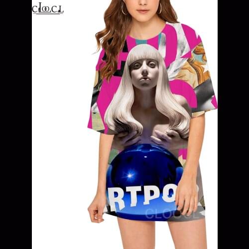CLOOCL Casual Women Streetwear Lady Gaga 3D Print Sportswear Oversized T Shirt Short Sleeve Pullover