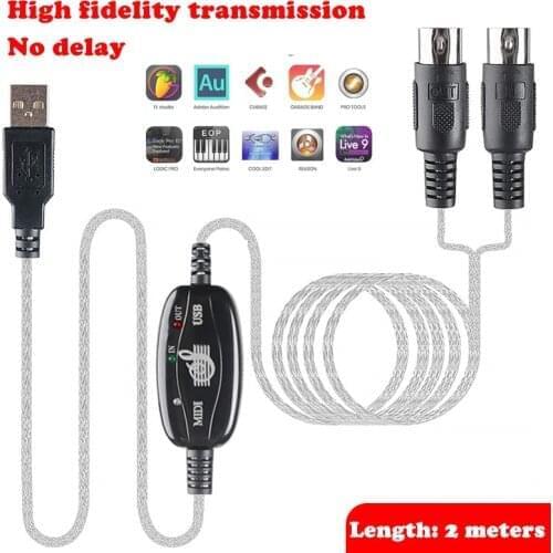 MIDI Cable to USB IN-OUT Converter Professional MIDI Interface Audio Music for Keyboard PC for Electric Piano Drum Adapter