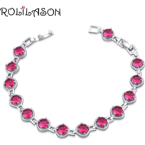 ROLILASONs fascinating rose red crystal zircon bracelet for moms best gift fashion jewelry TB1153