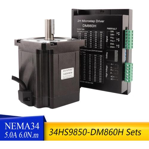 Nema 34 stepper motor 5.0A 6.0 N.m D14mm 34HS9850 +DM860H drive stepping motor 86X98MM For 3D Printer Monitor Equipment