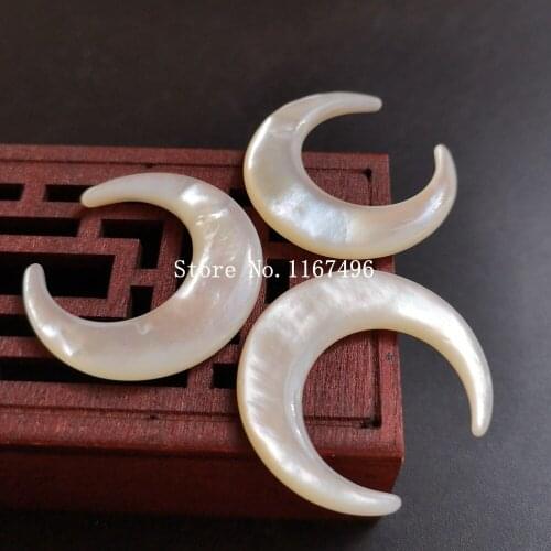 20pcs /lot 30mm Natural Moon Double Cabochon Cut Mother Pearl Shell Moon cut Mother of Pearl Shell MOP for DIY Jewelry
