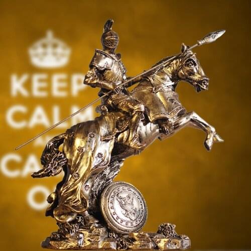 Middle Ages European Resin Character Armor Warrior Statue Ancient Roman Knights Sculpture Home Desktop Decoration Figurine Ar