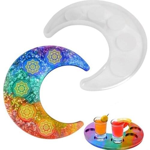 Crystal Epoxy Resin Mold Wine Rack Bracket Cup Holder Moon Tray Silicone Mould DIY Crafts Casting Tool
