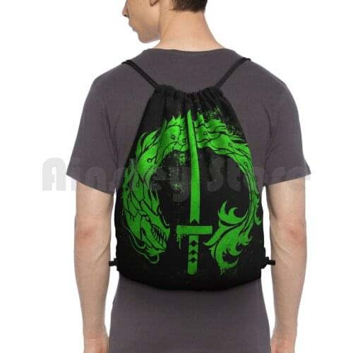 Cyborg Dragon Stencil Backpack Drawstring Bags Gym Bag Waterproof Genji Genji Genji Shimada Video Games Dragon Stencil