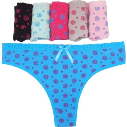 5pcs/lot M L XL Women Cotton Sexy G String Fashion Printed Panties Women Thong Panties Briefs Low Waist Lingerie Underwear