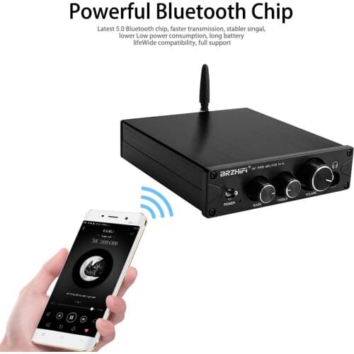 BRZHIFI HiFi TPA3116 Bluetooth 5.0 APTX ES9018K2M DAC Stereo Class D 100W*2 Power Amplifier With Headphone Amp For Sound Theater