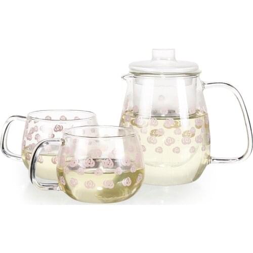 1Pot+2Cups Heat resistant glass teapot Cup Set Cerative Transparent Glass Tea Set Afternoon Tea Drinkware Free Shipping