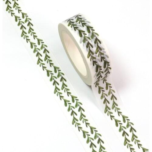 1PC 15MM*10M NEW arrival Spring Green Leaves Decorative Washi Tape DIY Scrapbooking Masking Tape School Office Supply