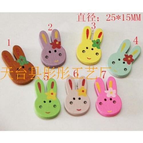 100PCs Wooden Buttons Charm Rabbit Pattern Mixed Fit Sewing and Scrapbook NEW For Diy Free Shipping