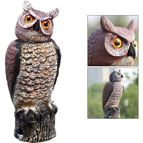 18inch Lifelike Owl Decoy Bird Pigeon Crow Scarer Scarecrow Natural Pest Repeller