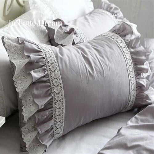2pcs grey pillow case luxury Embroidered lace pillow cover wedding bedding pillow cases home textile pillow sham no filler sale