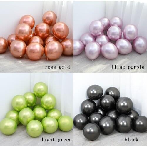 20pcs 12inch New Color Rose Gold Metallic Balloons Lilac Purple Chrome Light Green Latex Globos for Wedding Birthday Party decor