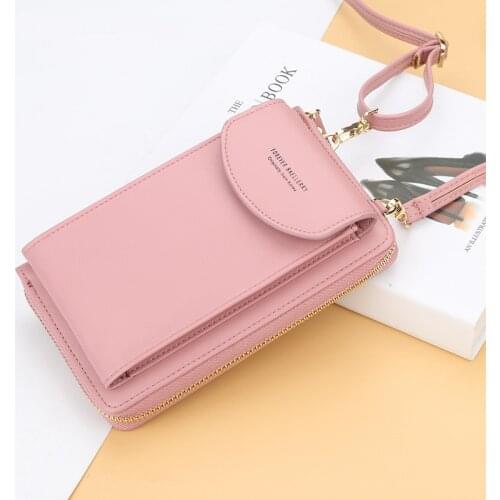 2020 New Fashion Women Small Handbag Female Long Purse Coin Cell Phone Mobile Phone Crossbody Shoulder Bag in Macaron Colors