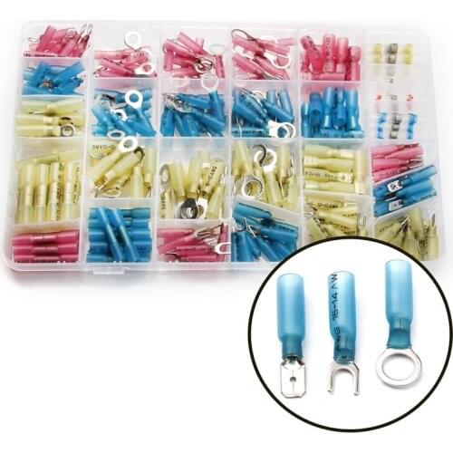 260PCS Ring Fork Spade Splice Heat Shrink Assorted Butt Connectors Waterproof & Insulated AWG 22-10 Crimp Terminal Kit