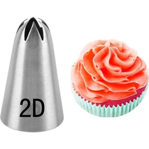 #2D Middle Size Stainless Steel Piping Nozzle Cake Cream Decoration Icing Tips Bakeware Kitchen Cupcake Pastry Tools 6 Teeth