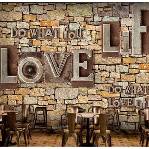 8d Papel Murals 3d Stone Wallpaper English Alphabets Love 3D Photo Mural Wall paper for Cafe Bar Background 3d Wall Murlas