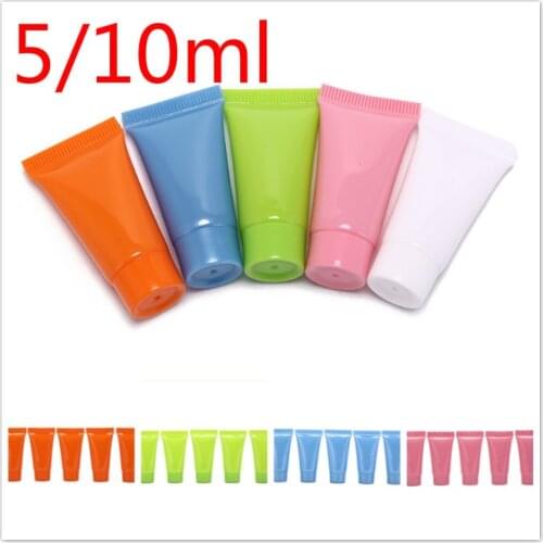 5pcs Cosmetic Soft Tube 5/10ml plastic Lotion Containers Empty Makeup squeeze tube Refilable Bottles Emulsion Cream Packaging