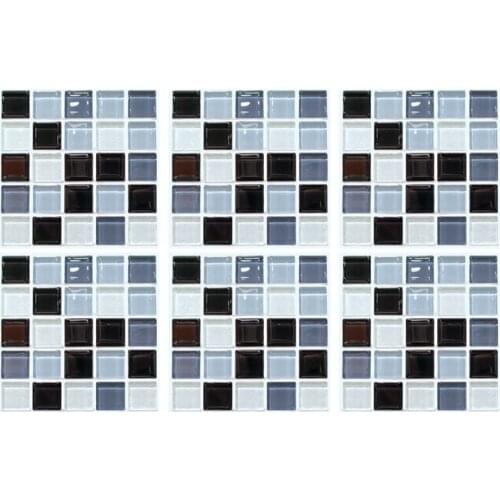 6Pcs/set Kitchen Tiles Sticker Mosaic Plane Black Gray PVC Self-adhesive Bathroom Waterproof Wall Stair Tile Stickers Decoration