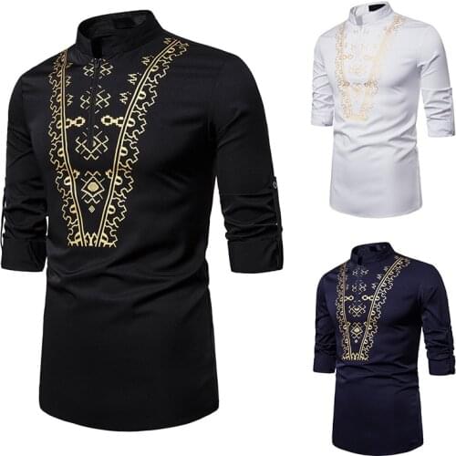 African Shirt Men Fashion Printed Long Sleeve T Shirt Casual Shirt Top Blouse Dashiki Dress Male Africa Clothing Camisa DT1790