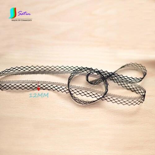 DIY Sewing Craft Accessories 20Meters 12MM Beautiful Webbing Black Cross Grid Pattern Collarbone Necklace Ribbon Lace S0096