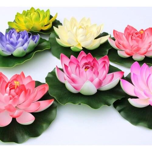 Aquarium Simulation Lotus Flower Floating In Water Outdoor Fish Tank Pool Landscape Plants Random Color 2pcs