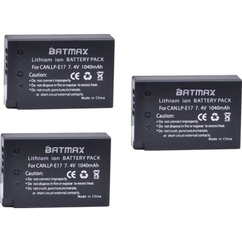 Batmax 3xBateria LP-E17 LPE17 LP E17 Camera Battery for Canon EOS 760D 800D T6i 750D T6s M3 M5 8000D Kissx8i Cameras