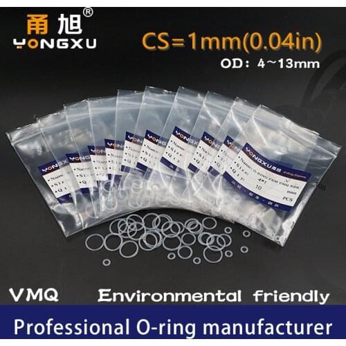 30PCS/lot White Silicon O-ring Silicone/VMQ CS1mm Thickness OD4/5/6/7/8/9/10/11/12/13*1mm O Ring Seal Rubber Gasket Rings Washer