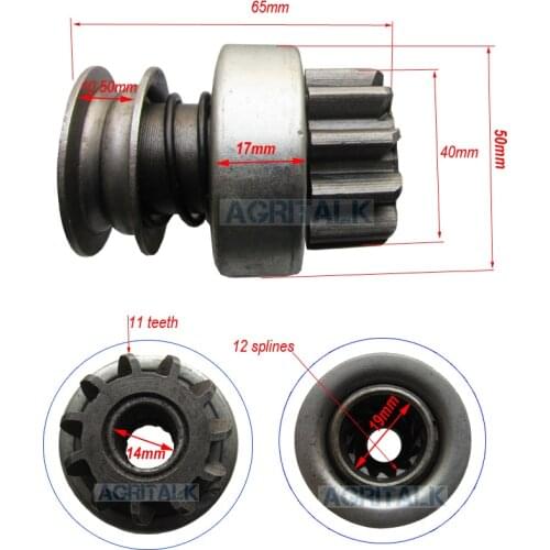 Bendix (drive pinion) for starter motor (non gear reduction type) QD132A suitable for Laidong LL380 engine,check with us first