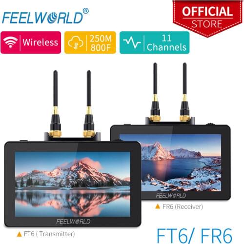 FEELWORLD FT6 FR6 5.5 Inch Wireless Video Transmission System with Transmitter Receiver DSLR Camera Field Direct AC DP Monitor