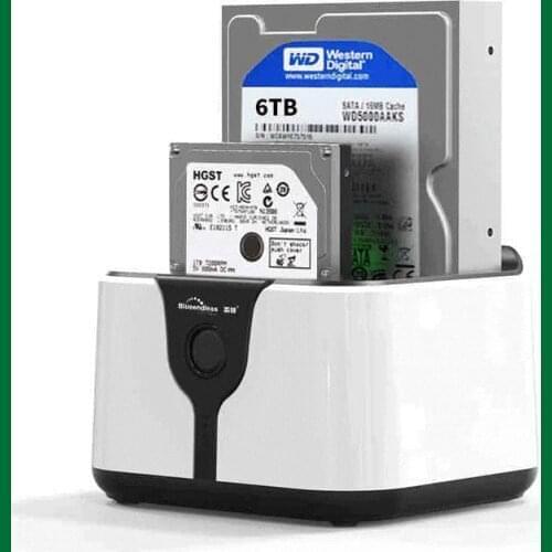 Blueendless 2-Bay SATA hdd docking station SATA to USB 3.0 3.5" 2.5 dual bay hdd ssd clone duplicator External Hard Drive