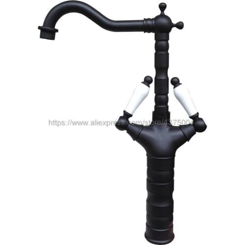 Basin Faucets Oil Rubbed Bronze Bathroom Sink Faucet Basin Mixer Tap Dual Ceramic Handles Single Hole Hot and Cold Water Nnf527