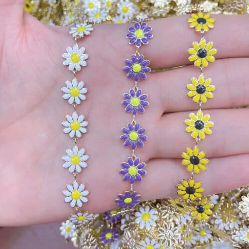5 Meter Daisy chain Enamel Flower jewelry Chain elegant Necklace Jewelry Accessories Jewelry Necklace Brass Chain Necklace 9900