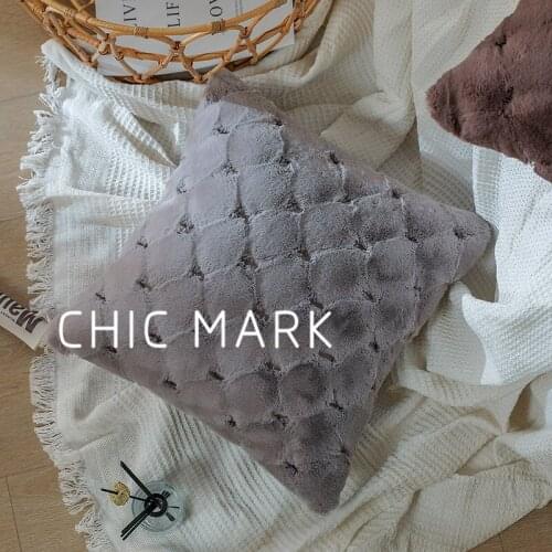 Solid Color Shaggy Pillow Textured Cushion Plush Sofa Pillowcase Nordic Minimalist Living Room Bedroom Cushion Cover