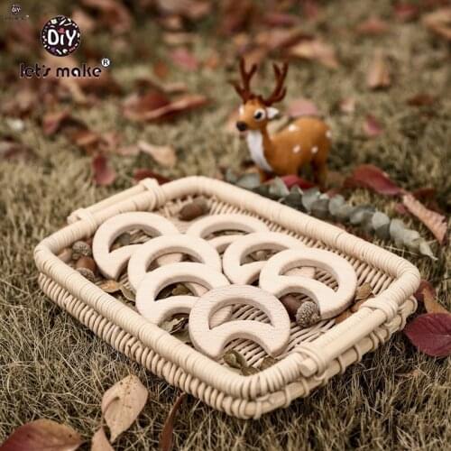 LetS Make 58mm 20pcs Beech Wooden Teether Moon Wooden Teethers Toys Wood Teether Bpa Free Wooden Baby Teether