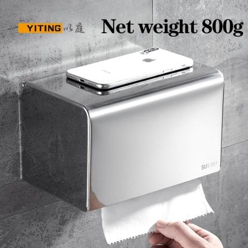 Paper Holders Modern Wall Mount Roll Paper 304 Stainless Steel Bathroom Toilet Paper Holder WC Roll Paper Tissue Box