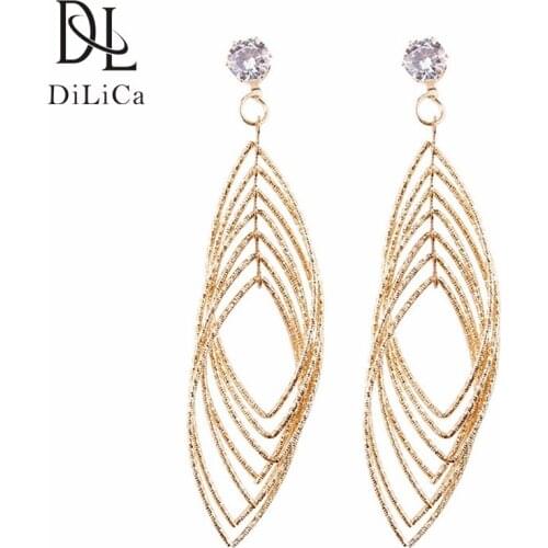 DiLiCa Women Zinc Alloy Geometric Statement Drop Earrings Gold Silver Color Dangle Earrings Ethnic Boho Earring Jewelry