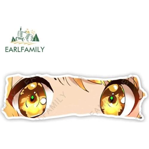 EARLFAMILY 13cm x 4.2cm for Anime Cute Eyes Car Sticker Surfboard Waterproof Decal Windshield Vinyl Car Accessoires Funny Decals