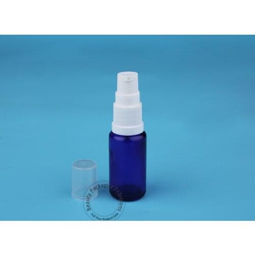 High Quality 15ml 10pcs/Lot Blue Glass Lotion Pump Spray Bottle Facial Cream Small Jar Split Charging Vial Cosmetic Container