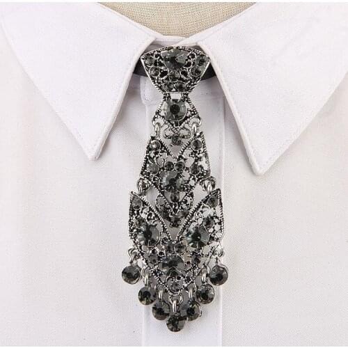 Fashion Personality Crystal Neckties Trendy General Korean Wine Party Wedding Ceremony Metal Short Luxury Tie Men Accessories