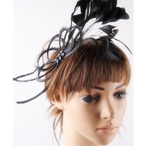 Gril Black Feather Fascinator Hats Fashion Feather Hair Accessories Kentucky Derby Combs With Pearls Decoration Very Nice MSF062