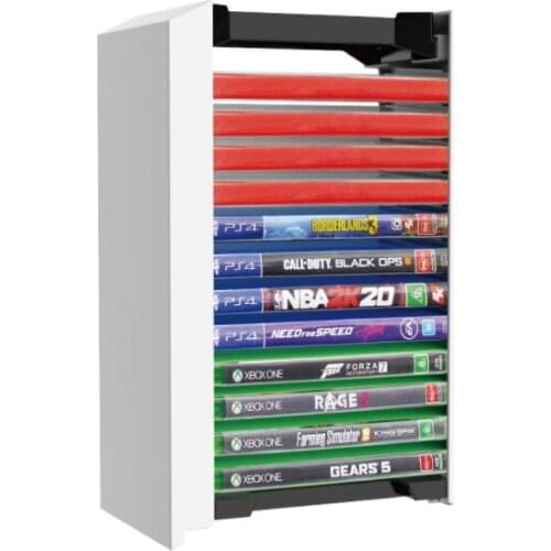 Gaming Disk Stand Holder Support 12pcs Games Disc Game Storage Tower Game Card Box for PS5 Xbox One Switch Blue-Ray Gaming Disk