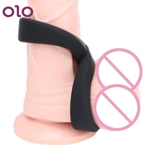 OLO Adult Products 8 Word Shaped Sex Toys for Men Male Lock Silicone Delay Ejaculation Double Penis Ring Cock Ring