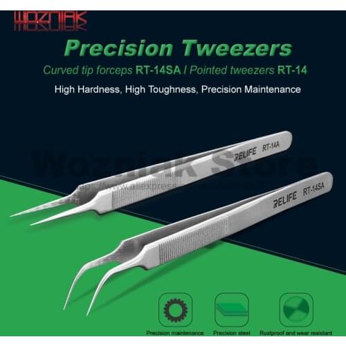 WOZNIAK Cellphone Repairs Precision Maintenance CHIP IC Tweezers high hardness Pointed Elbow forceps Tools
