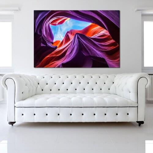 JQHYART Antelope Canyon Violet Oil Painting Canvas Art Home Decor Wall Pictures For Living Room Modern No Frame Picture