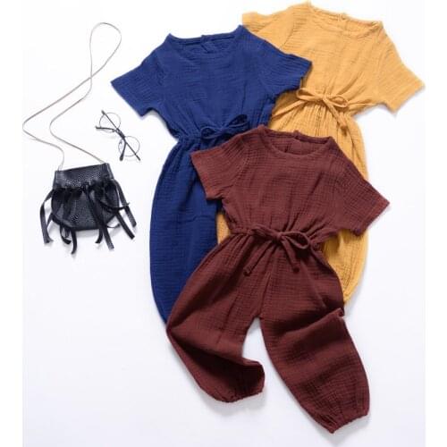 1 2 3 4 5 6 7 8 Years Summer Baby Overalls Toddler Kids Casual Jumpsuit Clothes Short Sleeve Girls Romper Outfit